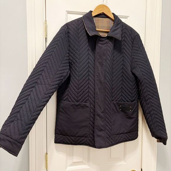 SCOTCH & SODA Reversible Plaid Quilted Jacket Large Barn Coat - Picture 8 of 13